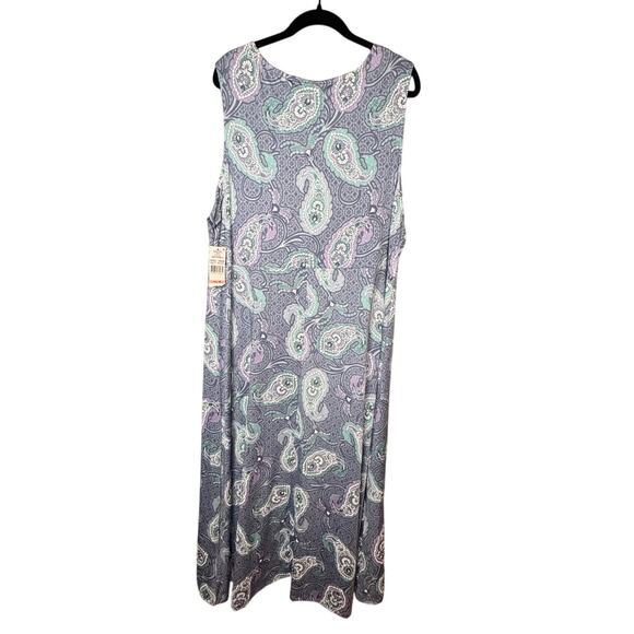 RUBY RD WOMANS HIGH LOW MAXI DRESS LIGHT BLUE PAISLEY SIZE 2X NEW WITH TAGS - Picture 2 of 7
